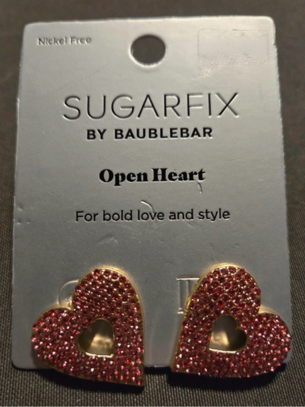 BAUBLEBAR Valentine Pink Pavé Crystal-Studded Open Hearted Earrings NEW NWT